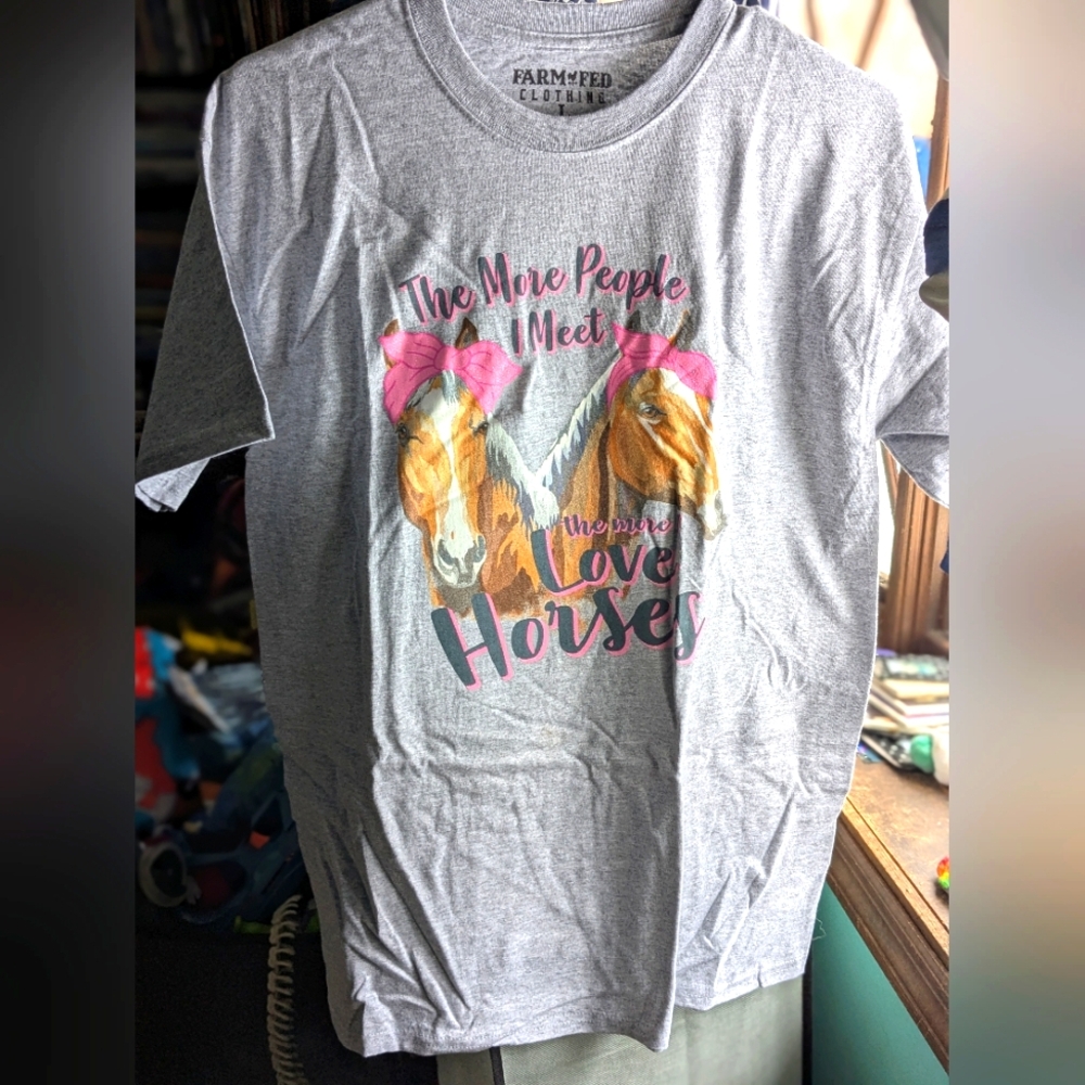L popular horse shirt saying tee